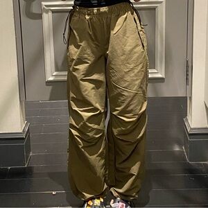 Olive green parachute pants